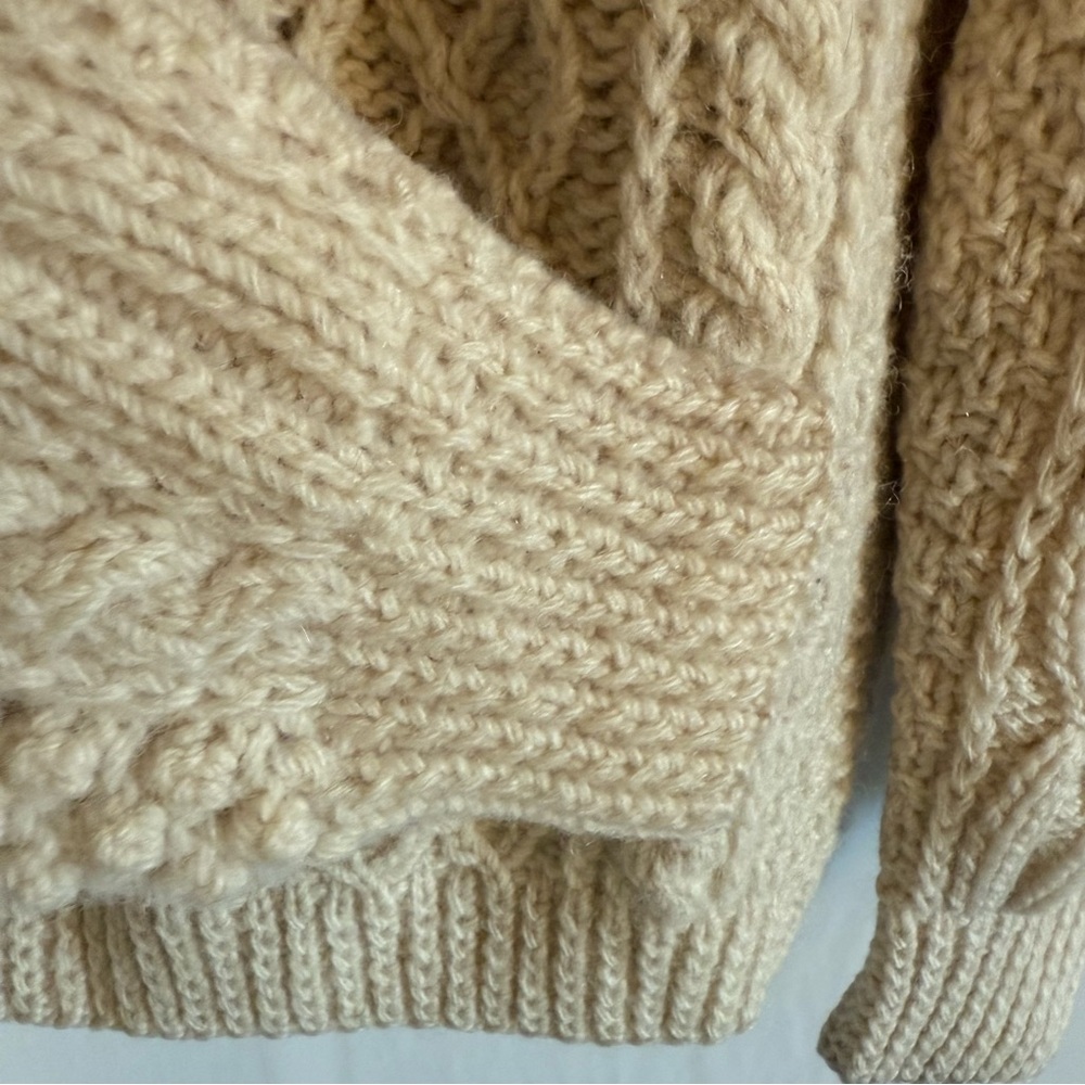 Ireland Cream Hand Knit Wool Cardigan Size M - Picture 8 of 8